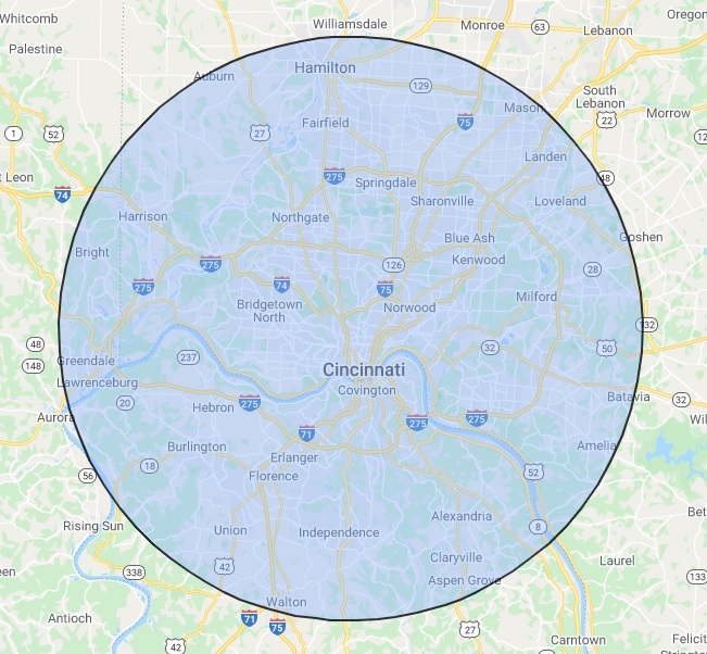 Cincinnati Computer Repair Service Map Bob's Onsite Computer Repair - Service Map